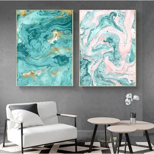 Nordic Abstract Blue Marble Texture Art Posters and Prints Modern Fashion Canvas Painting Home Decor for Living Room Pictures