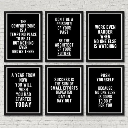 Modern Black and White Wall Art Motivational Posters and Prints Office Decor Inspirational Quotes Canvas Painting Wall Pictures