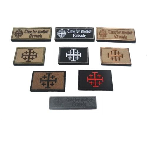 1pcs templar knights jerusalem cross tactical flag Patches Military patches hook Tactical badges army for backpack