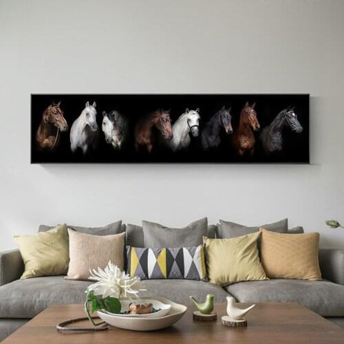 Vintage 8 Horses Canvas Paintings Wall Decorative Pictures For Living Room Canvas Prints Poster Animal Retro Art Home Decor
