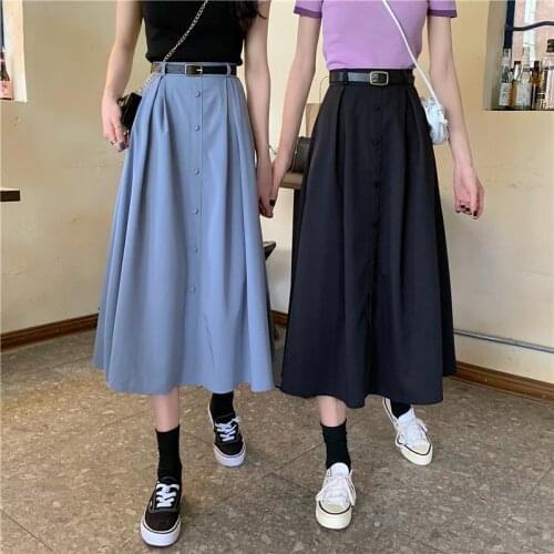 Long skirts for women Spring 2021 new Korean design high waist slim mid-length A-line skirt Medieval dress fashion clothing