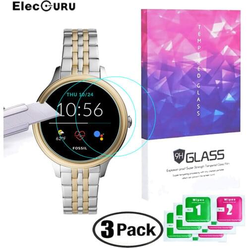 3 Pack Tempered Glass Screen Protector for Fossil Gen 5E (FTW 6066,FTW 6068,FTW 6073,FTW 6074) Smartwatch Protective Glass Film