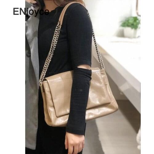 Women Genuine Leather Chain Square Shoulder Bag 2020 Korean INS Style Ladies Fashion Luxury Chic Handbag
