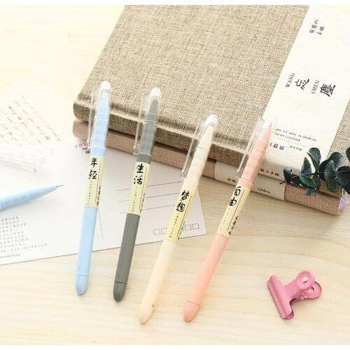 1 Pcs Korean Stationery Creative Text Individuality Black Neutral Pen Stationery Student Writing Pen Office Supplies Wholesale