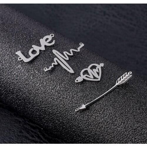 10pc/lot Stainless Steel Heart letter LOVE for DIY Jewelry Making Findings Bracelet Necklace Charms Pendant Craft Accessories