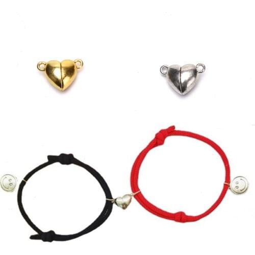 10PCS Fashion Alloy Heart Magnet Charm Metal Love Magnetic Buckle For DIY Pair Jewelry Bracelet Necklace Making Accessory