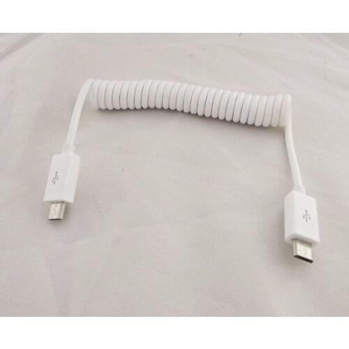 10pcs Micro USB B 5 Pin To Micro USB B 5Pin Male Spiral Coiled Adapter Cable White 3ft