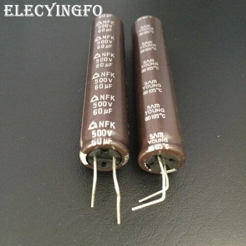 20pcs 60uF 500V60UF SAMYOUNG NFK series 12.5x60mm 500V60uF Aluminum Electrolytic Capacitors