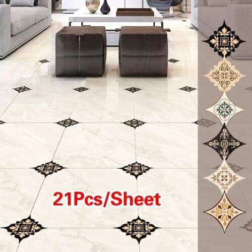 21pcs/Sheet Floor Tiles Diagonal Sticker PVC Waterproof Self Adhesive Ceramic Tile Stickers Art Mural Bathroom Wall Decals