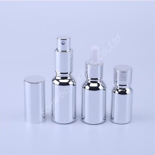 300pcs Empty Perfume Glass Bottle Perfume Liquid Makeup Containers Refillable Package Silver Essential Oil Bottles 5-100ml