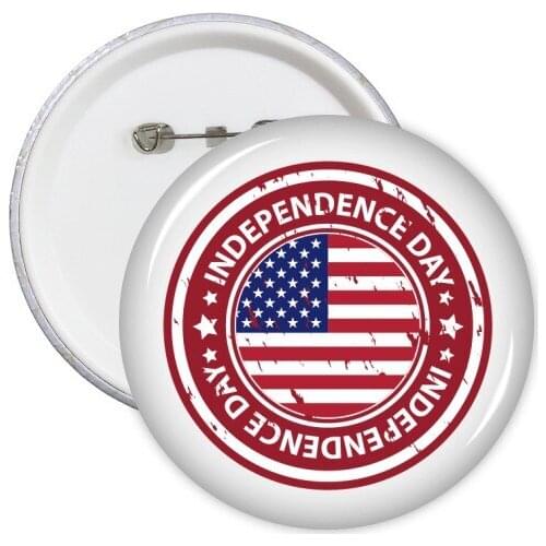 5pcs Round Badge Pattern Button Clothing Patche USA America Independence Day Flag Circle Postmark Illustration Kid Gift Brooche