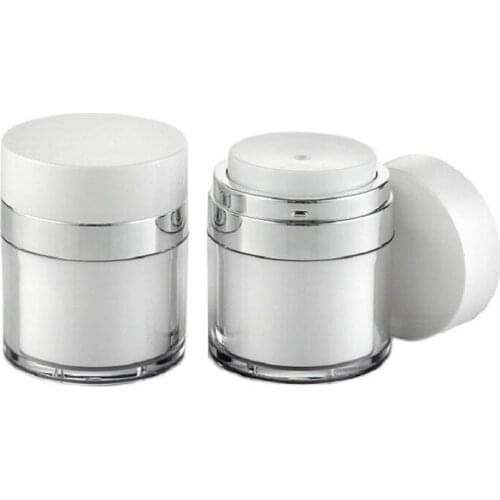 50G Empty Sliver White Packing Vacuum Cream Jar High Grade Cosmetic Bottle 10pcs/lot