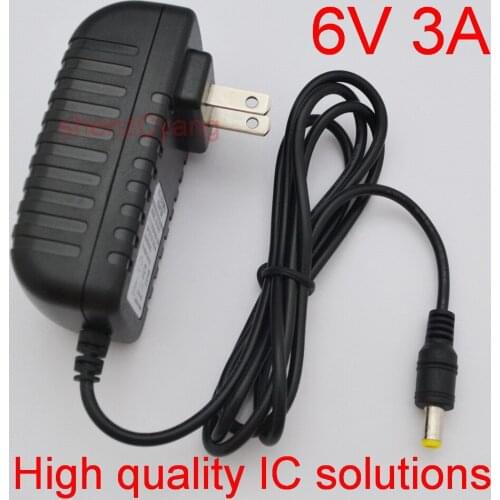 50PCS 6V3A High quality IC solutions DC 6V 3A Switch power supply,6V3000mA 18W LED power adapter, US plug 5.5mm x 2.1mm-2.5mm