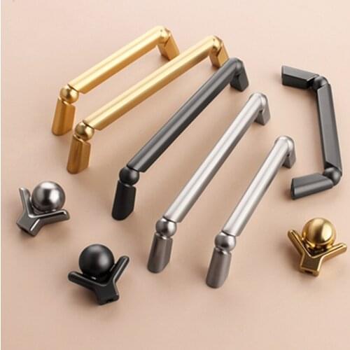 Free Shipping 2pcs Simple Cupboard door Handle Wardrobe Drawer closet Zinc Alloy Pulls Gold Furniture High-top wine Cabinet Knob