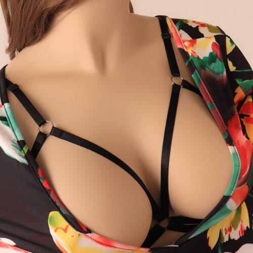 90s bdsm bondage sexy black Body Harness Belt Punk Adjustable harness Gothic fetish wear ligas Strappy Tops Cage Bra Crop Top