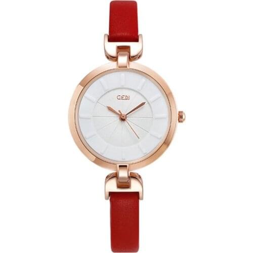 Reloj mujer GEDI Brand Fashion Bracelet Watch Women Rose Gold Quartz Wristwatch Lady Elegant leather strap Quartz Watch gift