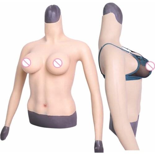 D Cup With Arm Half Body Liquid Filler Artificial Silicone Breast Form For Trandsgender Crossdresser Drag-Queen Fake Boobs Tight