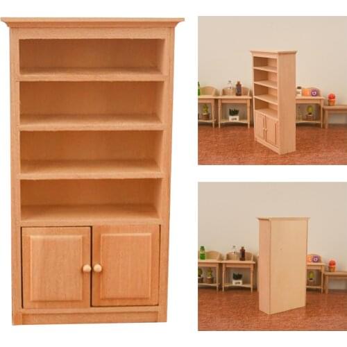 1:12 Scale Doll House Mini Wood Cabinet,Bookshelf Simulation Baby Doll Furniture Decoration