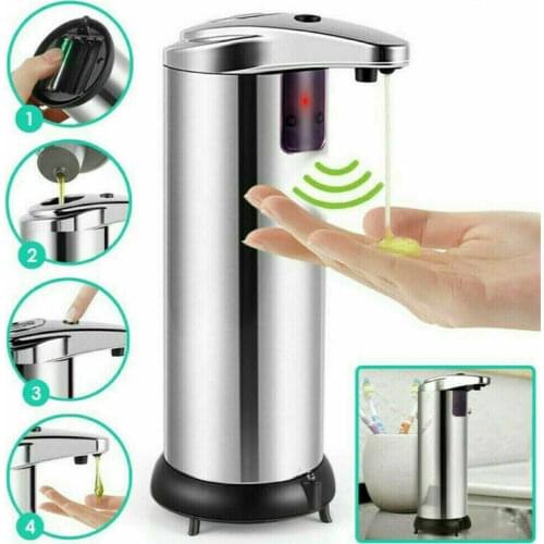 250ml Stainless Steel Automatic Soap Dispenser Handsfree Automatic IR Smart Sensor Touchless Soap Liquid Dispenser