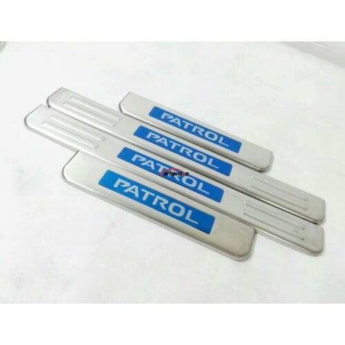 For Car Styling 2012-2019 Nissan Patrol Y62 Accessories Stainless Steel Door Sill Protector Trim Scuff Plate Cover Auto Sticker