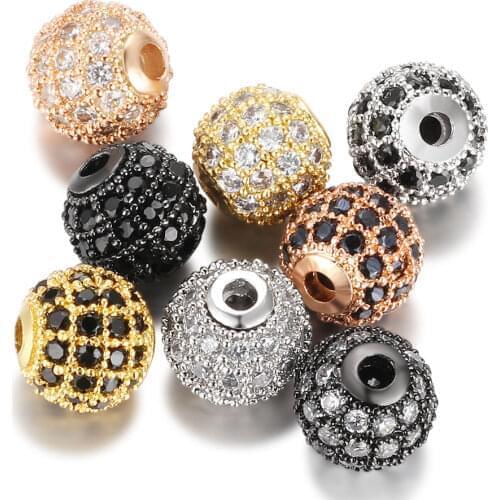 Available Separately / 8mm / 10mm Luxury Mini Pav AAA + Zircon European Gasket Beads, Round Charms For Bracelets And Jewelry