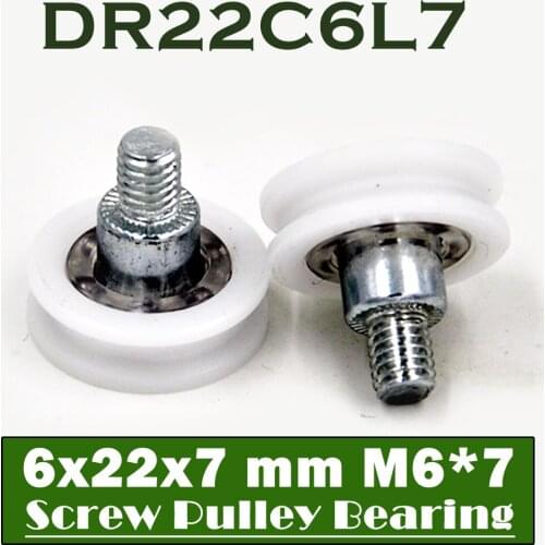 DR22C6L7 Screw Pulley Bearing 6*22*7 mm ( 2 PCS ) Doors and Windows Roller Mute Wheel POM 636 M6*7 Plastic Covered Bearings