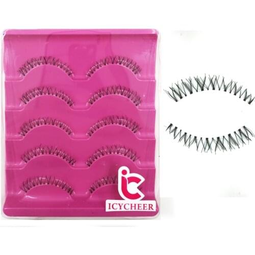 ICYCHEER 5 Pairs Handmade Soft Lower Eye Lashes Under Bottom Natural Cross False Eyelashes Makeup Fake Lashes Set For Eyelashes
