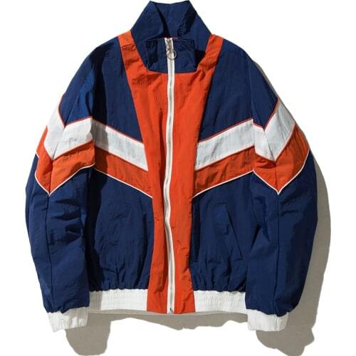 LACIBLE Hip Hop Patchwork Cargo Jackets Men Streetwear Color Block Zipper Jacket Coats Harajuku Loose Windbreaker Outwear