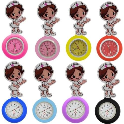 Fashion cartoon nurse lovely cute pretty women ladies colourful Retractable Badge Reel pocket hospical medical clip gift watches