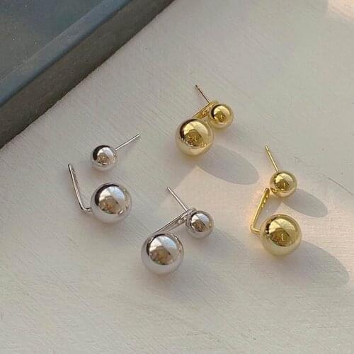 Fashion Front And Back Metallic Balls Stud Earrings Personality Simple Gold/Silver/Color New Jewelry For Women