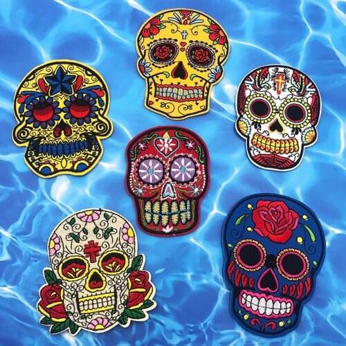 Wild Skull Punk Patches on Clothing Embroidered Patch Applications for Clothes Stripe Badges Garment Applique on Clothes