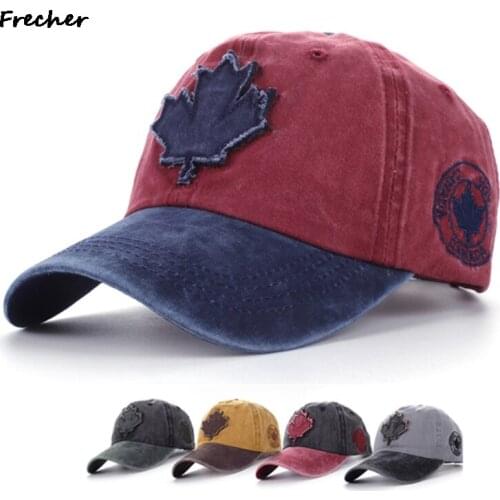 2020 Maple Leaf Patch Baseball Cap Couple Universal Wash Splicing Dad hats Summer Outdoor Wild Casual Hat Fashion Truck Caps