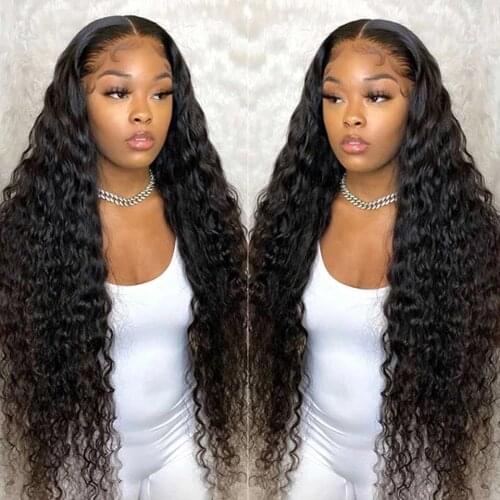 MISIA Deep Wave Closure Wig Human Hair Lace Wigs 4x4 Lace Closure Wig Pre Plucked Bleached Knots Wig 150 Remy Hair Wig For Woman