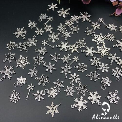 Snowflakes Charms Pendant 70pc Mixed Ventage Metal Zinc Alloy Charms for Diy Jewelry Necklace Bracelet Making Handmade Craft