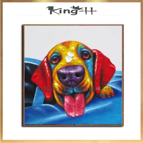 Hand-painted red dog smart modern art oil painting abstract painting oil painting art salon hall sofa dog get rich on paper