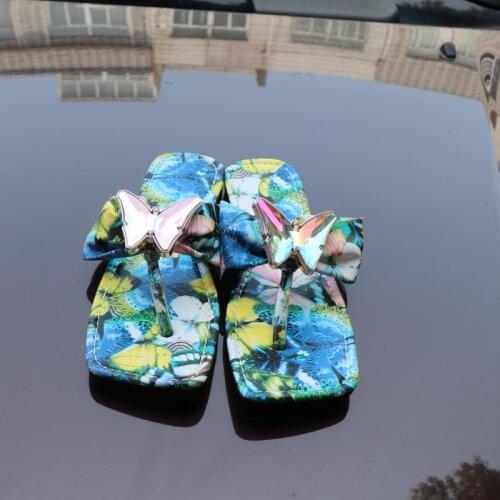 2021 Summer New Fashion Womens Flip Flops Stitching Color Matching Bows Women Clip Toe Slippers Ladies Beach Flat Slippers