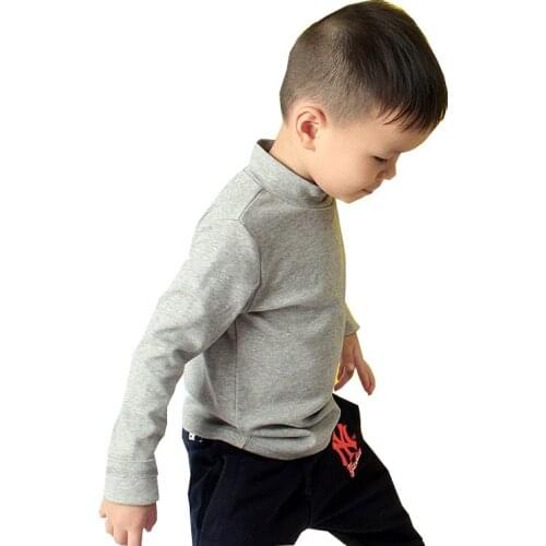 Autumn winter 4-12 years old boy girl thermal underwear bottoming shirt turtleneck letter printing cotton quality child clothing