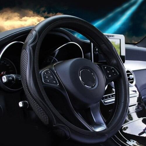 Universal Black Car Tuning PU Leather Anti-slip Car Steering Wheel Cover Durable Interior Covers Decoration Accessories