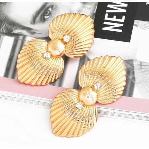 Za Hanging Earrings Gold Silver-Color Metal Crystal Vintage Big Dangle Earrings Wholesale Statement Jewelry For Best Women 2021