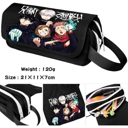 Anime Jujutsu Kaisen Student Cartoon Zipper Waterproof Pencil Case Casual Cosmetic Bag Pen Bag Boy Girl Stationery MakeUp Bag