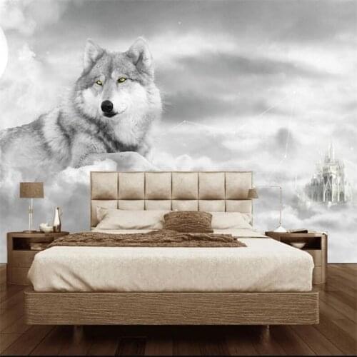 Wellyu Customized large wall painter mood artistic background wall wolf husky mural decorative painting wallpaper