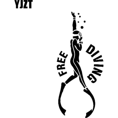 YJZT 7.3*16.5CM Creative Diving Car Stickers Accessories Silhouette Black Silver Vinyl Decor C12-0683