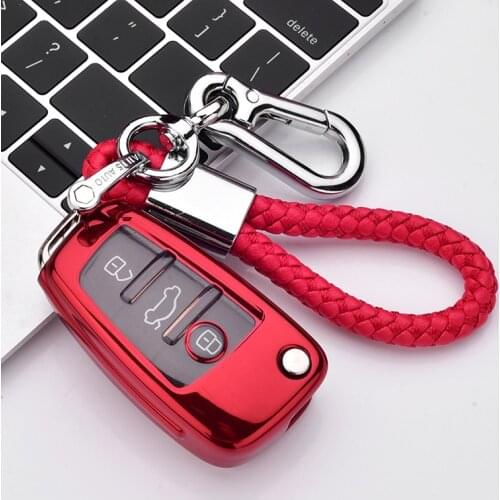 TUP+PC Auto Car Key Cases Cover For Audi A1 A3 A4 8P 8L 8V S3 RS3 Q3 Q7 C5 C6 S3 Protection Shell Keyring Interior Accessories