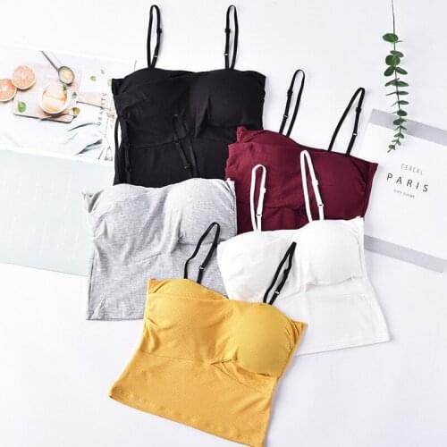 Women Cotton Underwear Push Up Brassiere Sexy Solid Color Suspender Lingerie Ladies Fashion Tank Up Female Crop Top Korean Tops