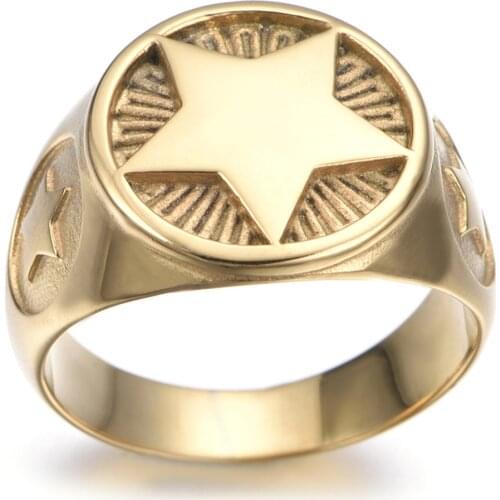 Star Titanium Steel Rings Jewelry Men Fashion Punk Rings
