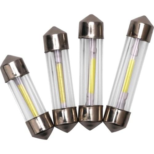 10PCS C5W COB Led Car Interior Bulbs 31mm 36mm 39mm 41mm Glass Lens Festoon Dome Reading Light Source 12V White Double Tip Lamp