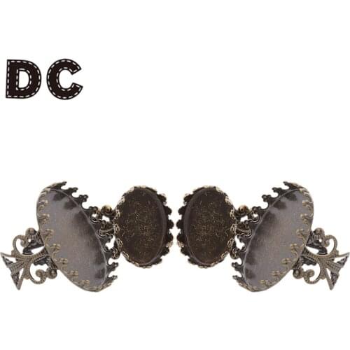 10PCS/lot 18x25mm/13x18mm Copper-Plated Crown Ring Holder With Flower Bottom Fit Oval Cabochon Cameo DIY Ring Jewelry Making