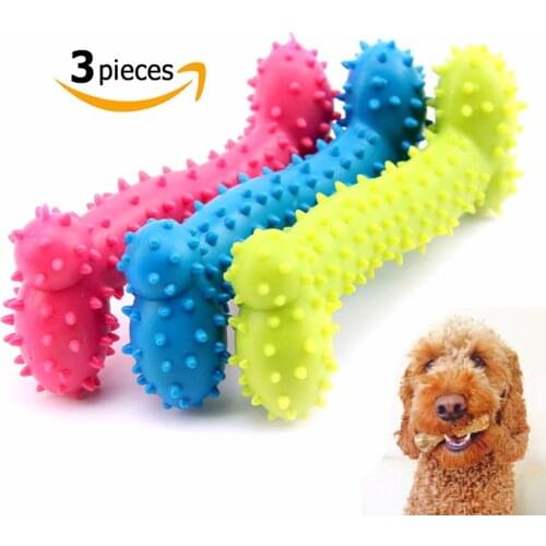3pcs Pet Toy Dog Chew Bones Molar Teeth Clean Teeth Bite Bones Resistant Rubber Pig Bone Big Small And Medium-Sized Dog Toys