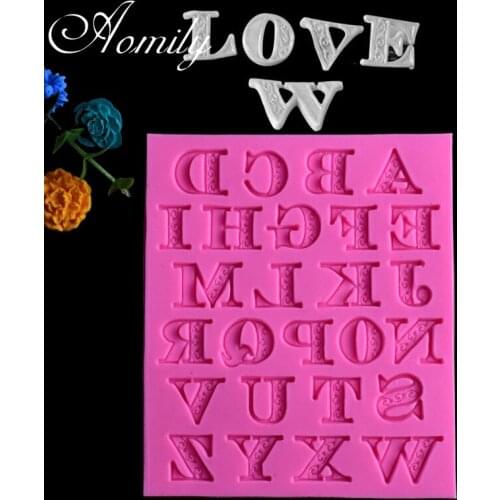 Aomily Art Letters A-Z Silicone Molds Cake Chocolate Mold Wedding Cake Decorating Tools Fondant Sugarcraft Soap Baking Tools