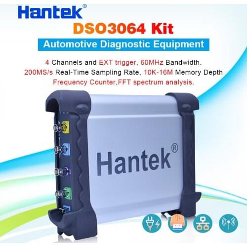 Hantek DSO3064 Automotive Oscilloscope kit for Car Diagnostic 4 channnel USB 2.0 200MS/s 60MHz Frenquency Counter LAN optional